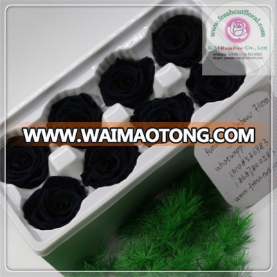 size 4-5 cm black color natural preserved rose head packed with boxes from Chinese rainbow factory