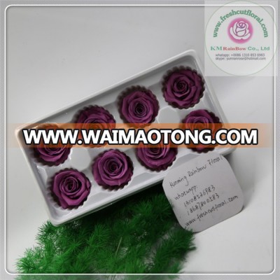 size 4-5 cm pink-purple natural preserved rose head packed with boxes from Chinese flower factory