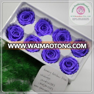 size 4-5 cm light purple natural preserved rose head packed with boxes from Yunnan flower factory