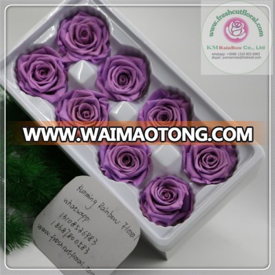 size 4-5 cm lanvander purple natural preserved rose head packed with boxes from Chinese flower factory