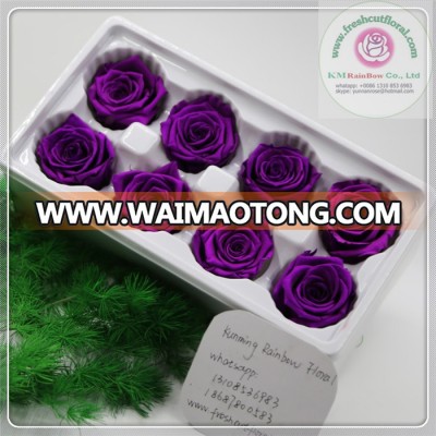 size 4-5 cm dark purple natural preserved rose head packed with boxes from Chinese flower factory