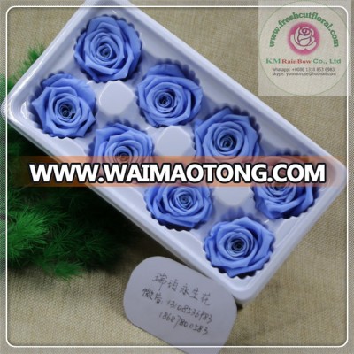 size 4-5 cm light purple natural preserved rose head 8 pieces packed with boxes from Chinese flower factory