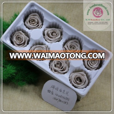 8 pieces/box size 4-5 cm light nude color natural preserved rose head packed with boxes from Chinese flower factory