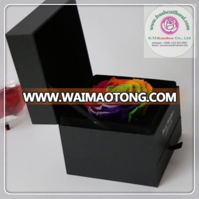 popular size 9-10 cm customerized colors natural preserved rose heads in black gift box with drawer on sale